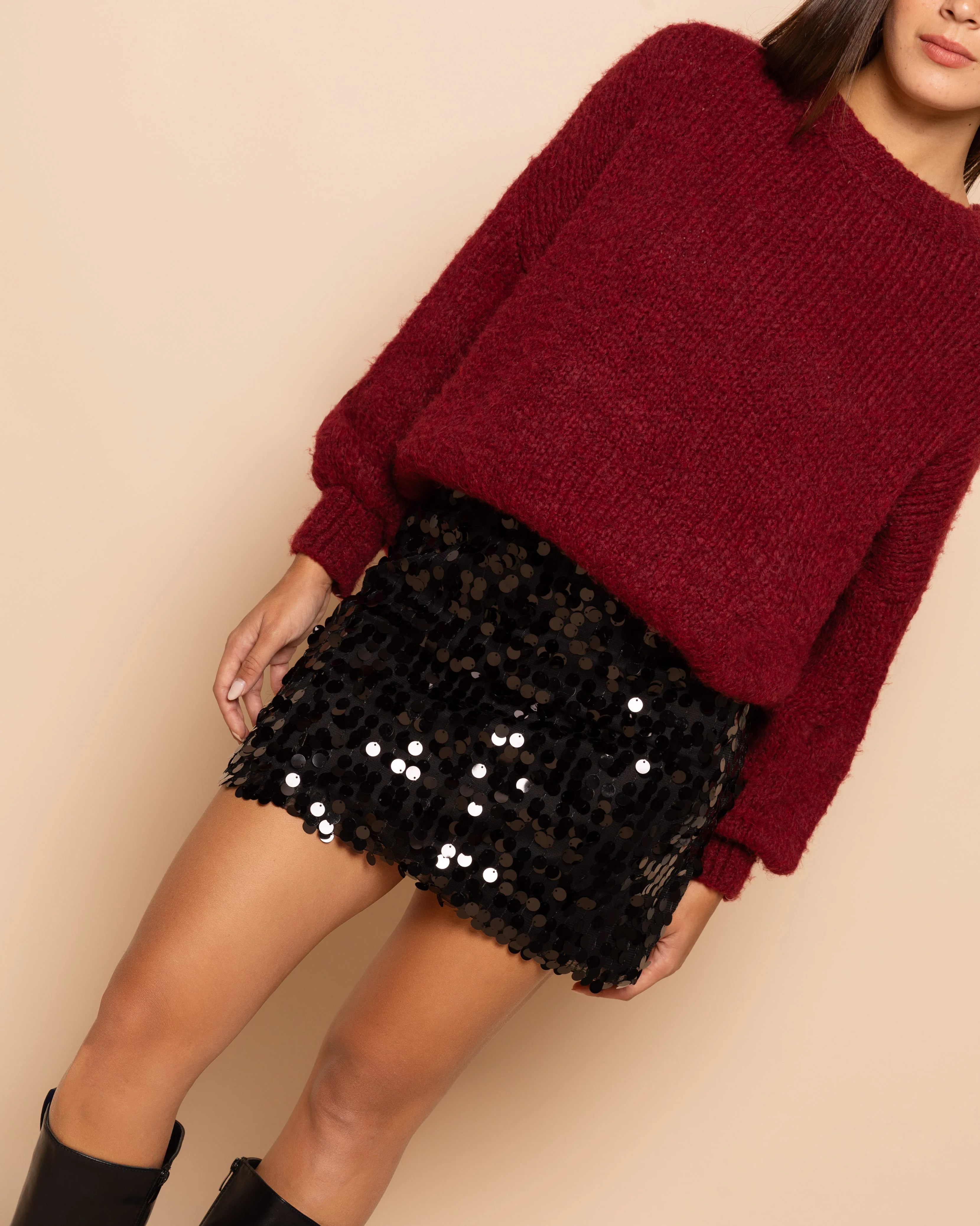 BIG SEQUIN SKIRT ZWART - Image 4