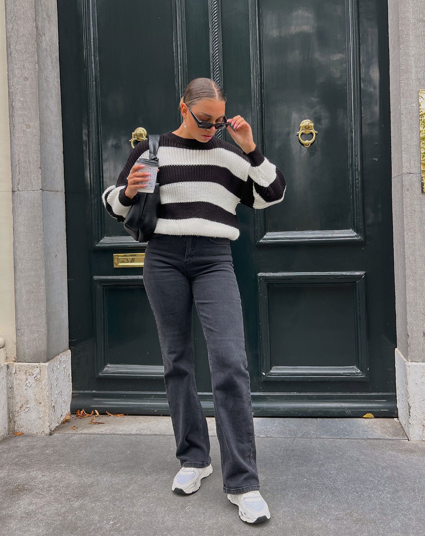 BOXY STRIPE KNIT ZWART - Image 5