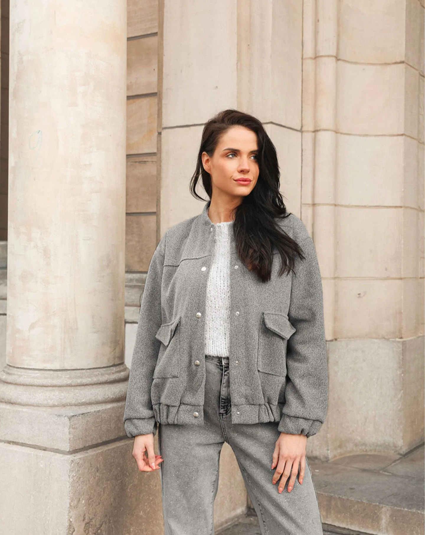 GRACIE BOMBER JACKET GRIJS - Image 3