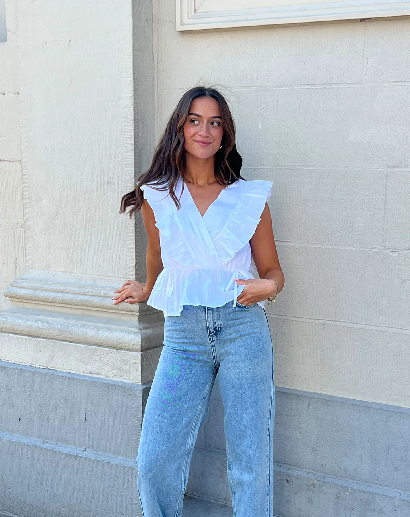 JADE SLEEVELESS POPLIN RUFFLE TOP WIT - Image 3