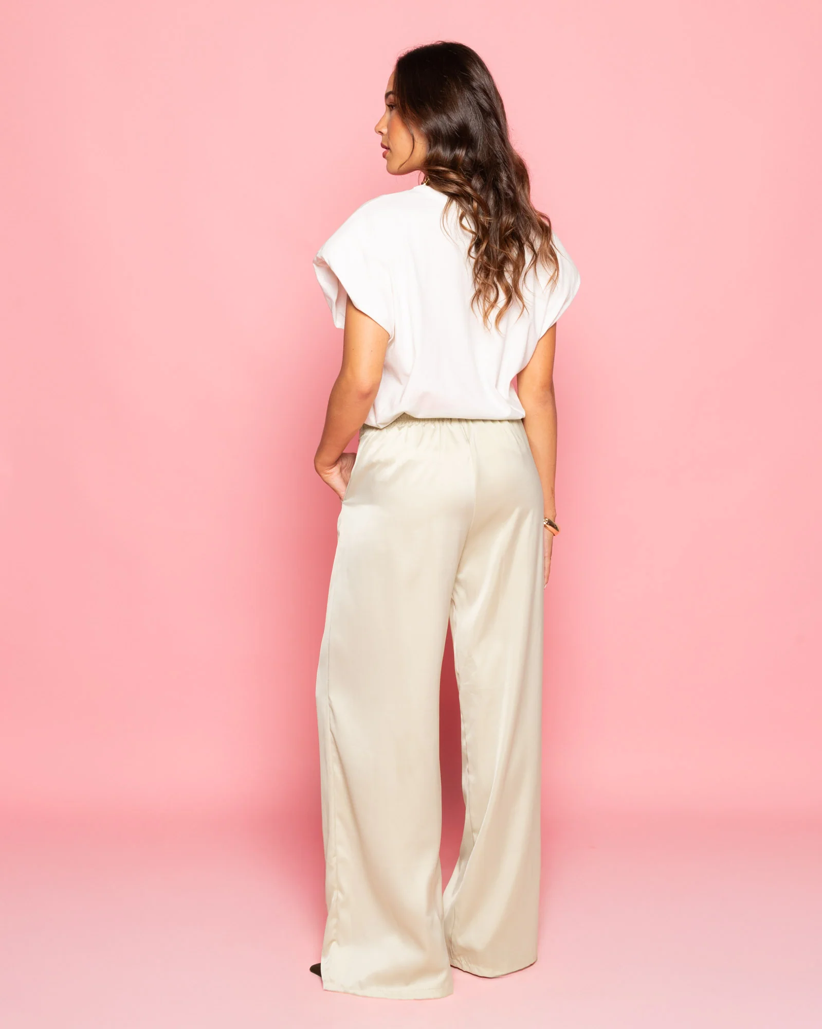 JULIE SATIN PANTALON BEIGE - Image 3