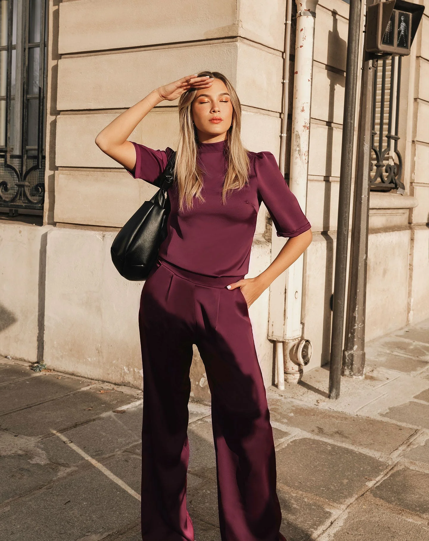 JULIE SATIN PANTALON BORDEAUX - Image 4