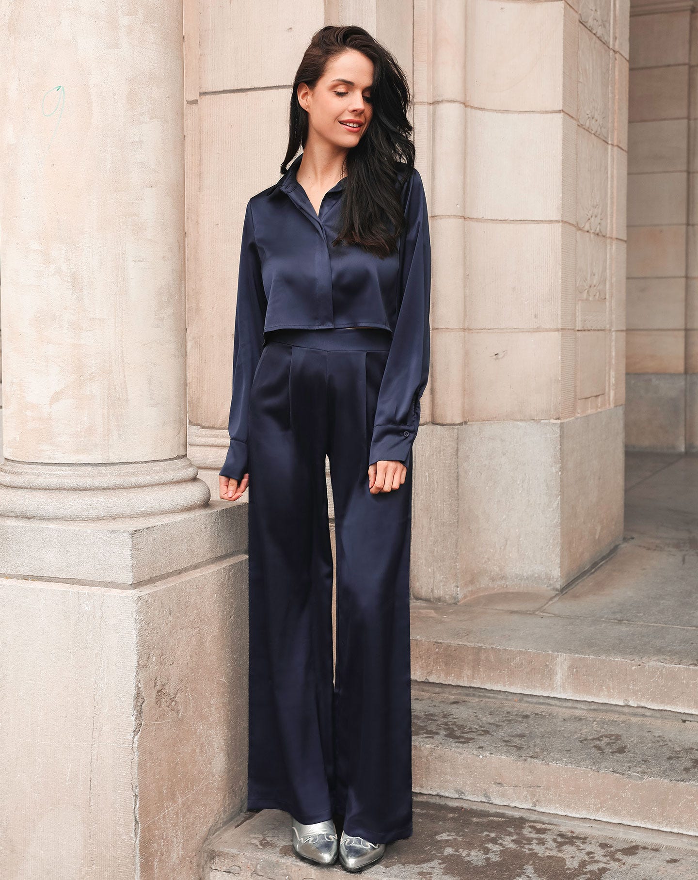 JULIE SATIN PANTALON MARINEBLAUW - Image 3