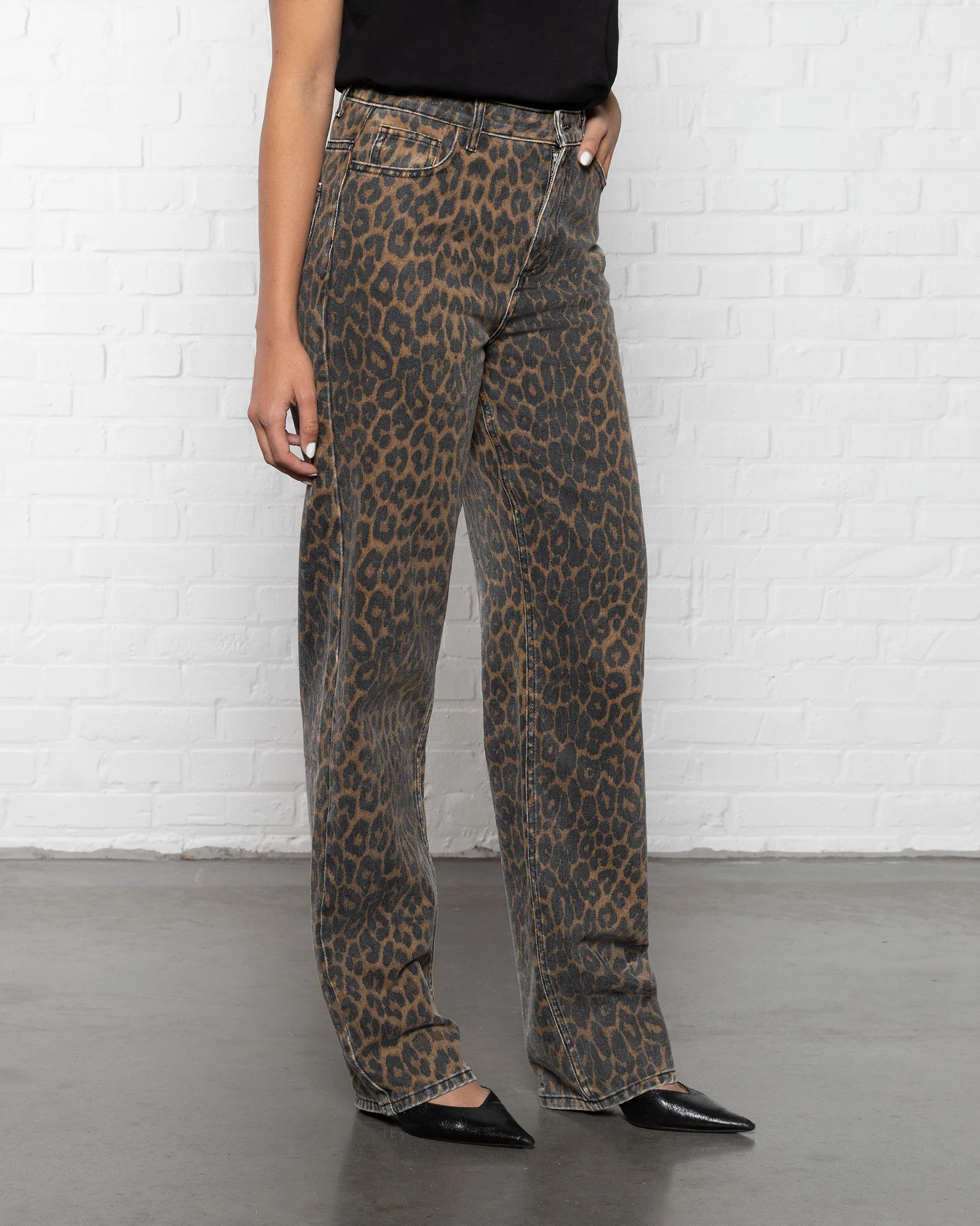 LEOPARD ALLOVER JEANS ZWART - Image 5
