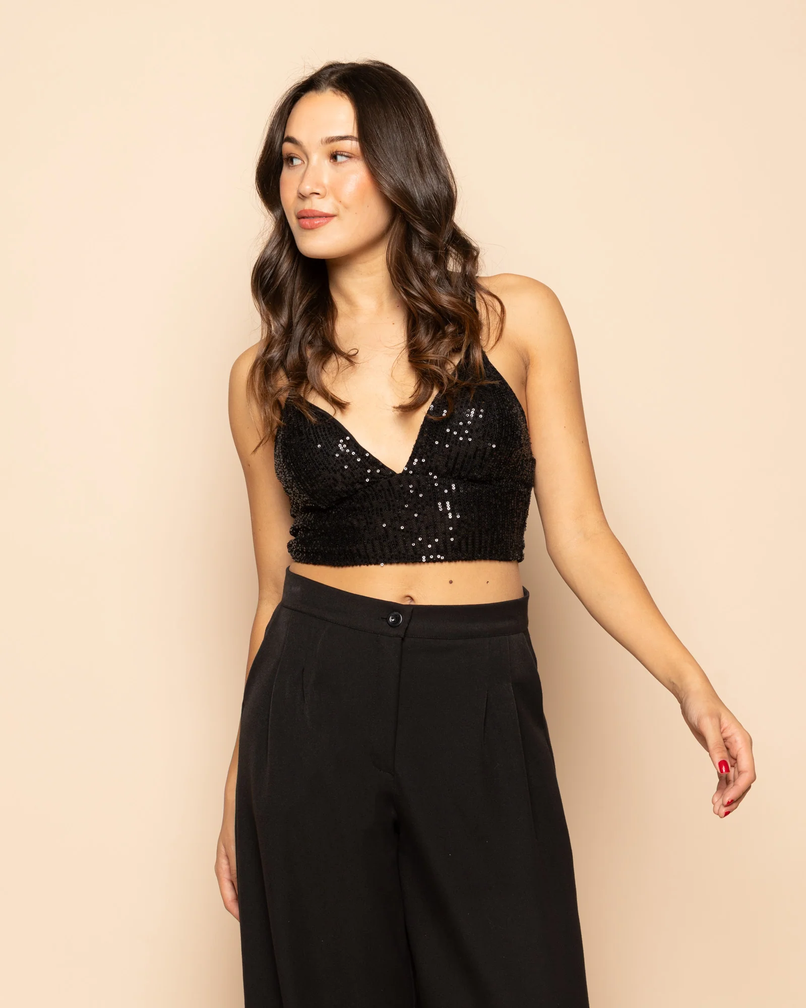 SEQUIN STRAP TOP ZWART - Image 3