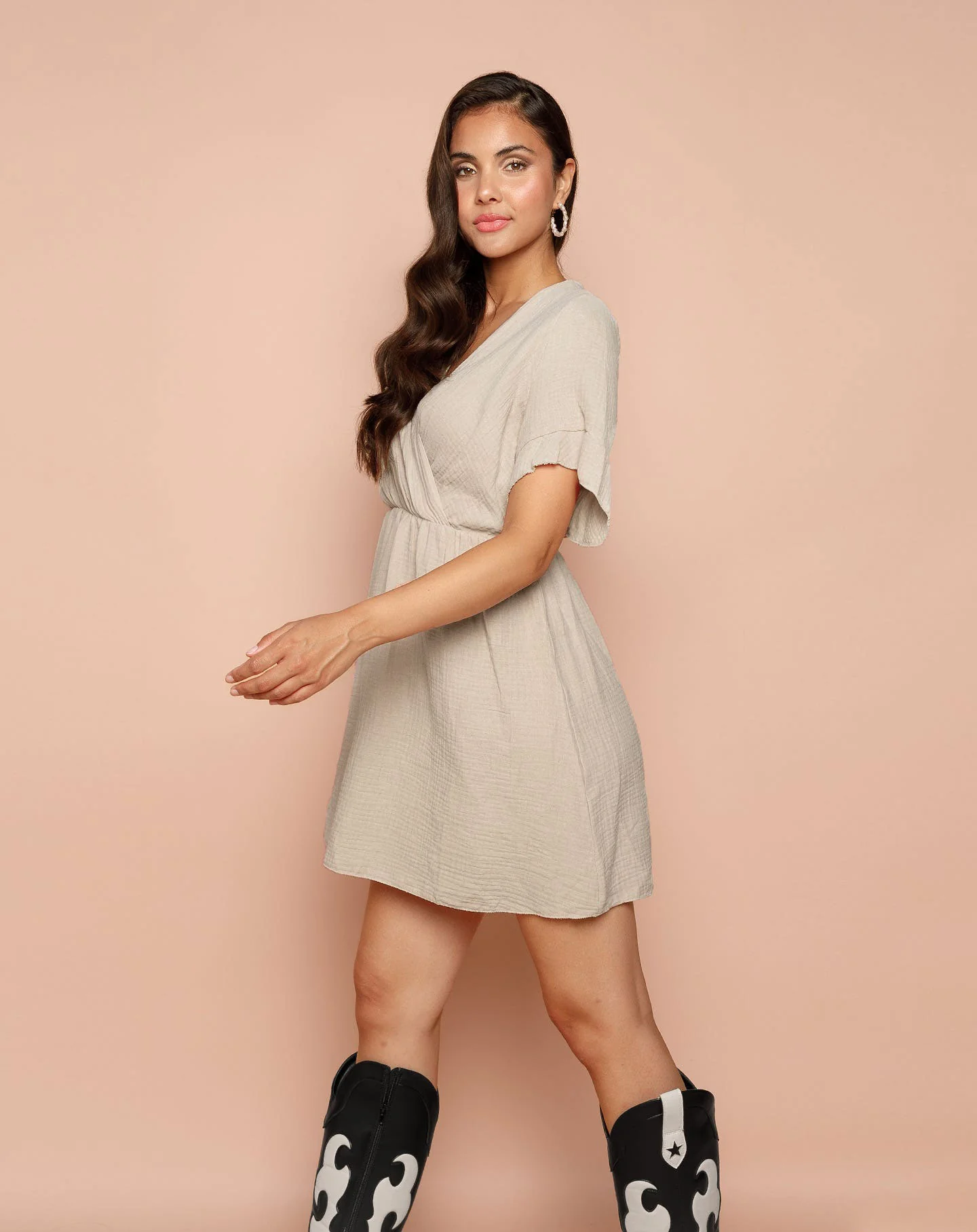 SYLVIE MOUSSELINE DRESS BEIGE - Image 3