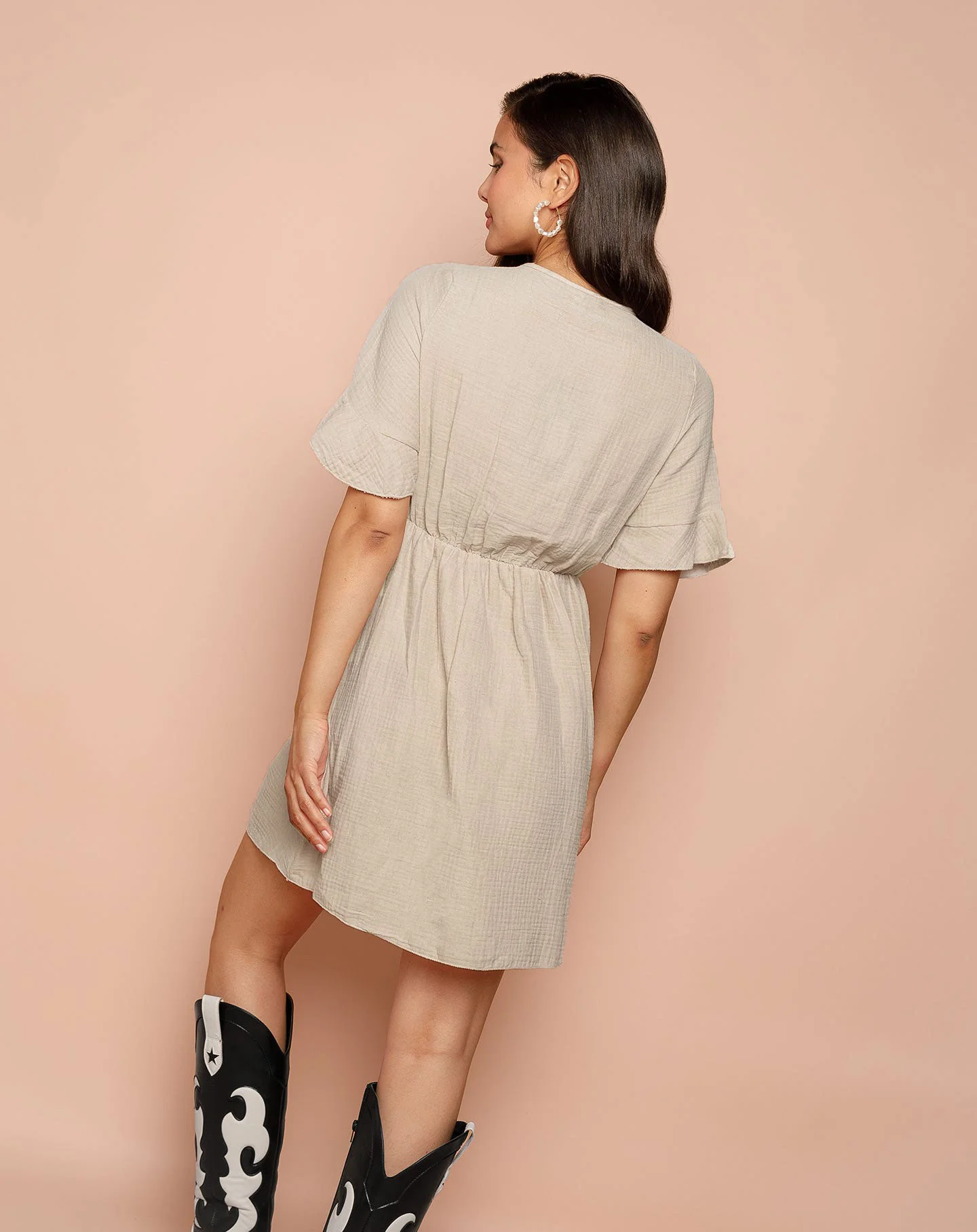 SYLVIE MOUSSELINE DRESS BEIGE - Image 4